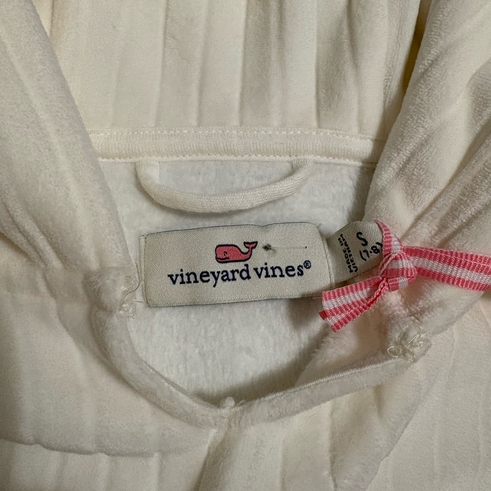 Vineyard Vines Cream Ribbed Hoodie size 7/8 - Picture 3 of 6